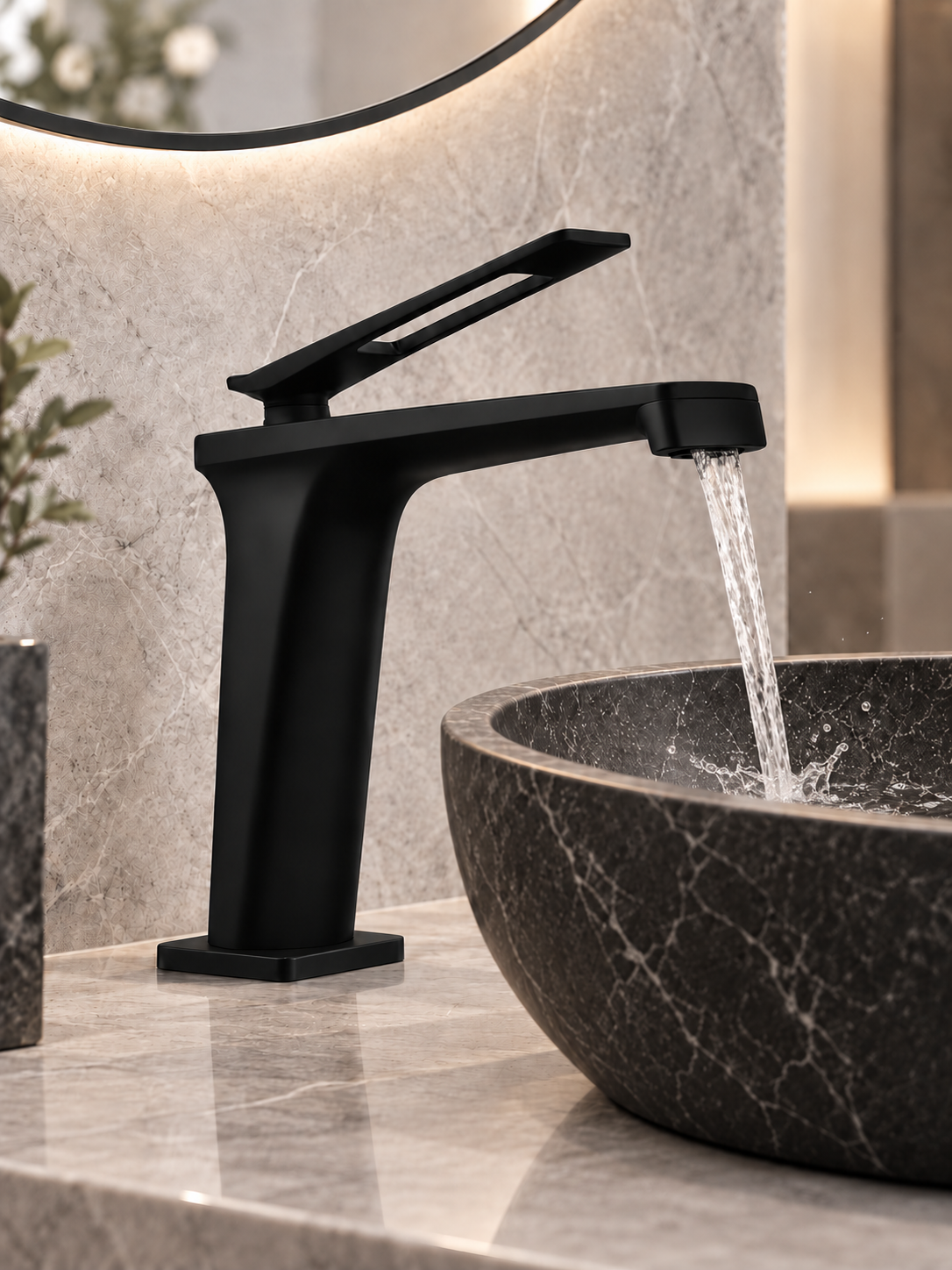 Grifo Monomando Cuadrado KS6-49 — Negro