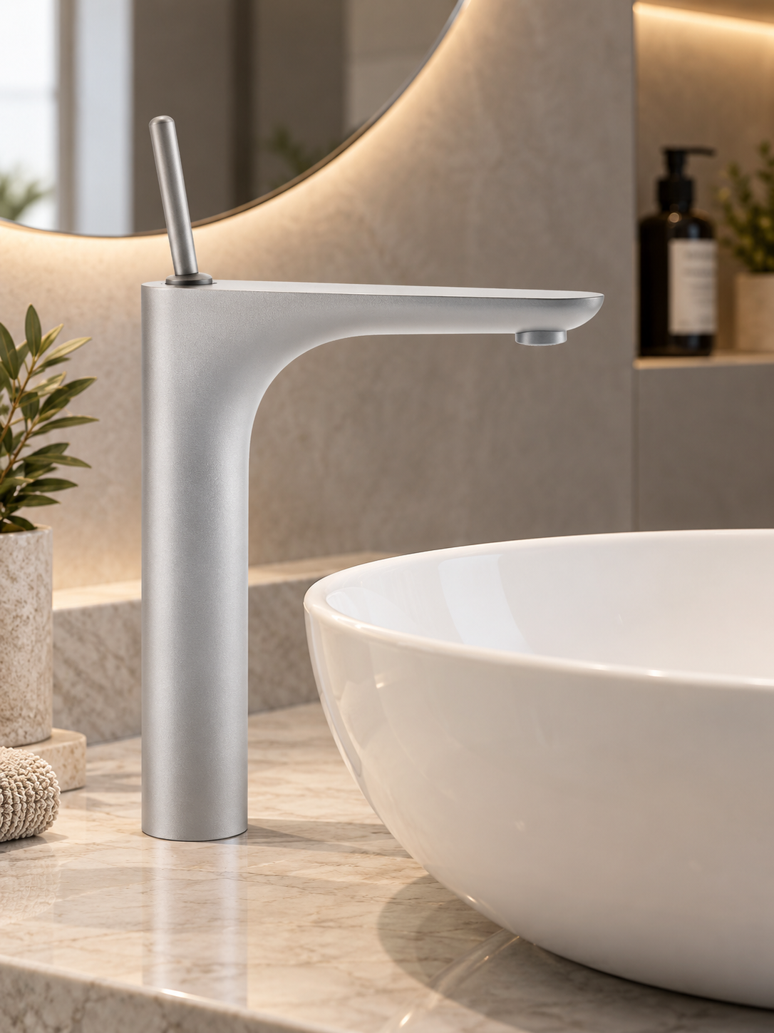 Grifo Monomando Slim Alto KS6-43 — Blanco
